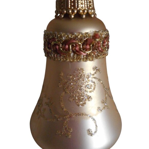 Christmas by Krebs Set of 9 pinks, beige, Glass Bell Tree Ornaments - Picture 4 of 6